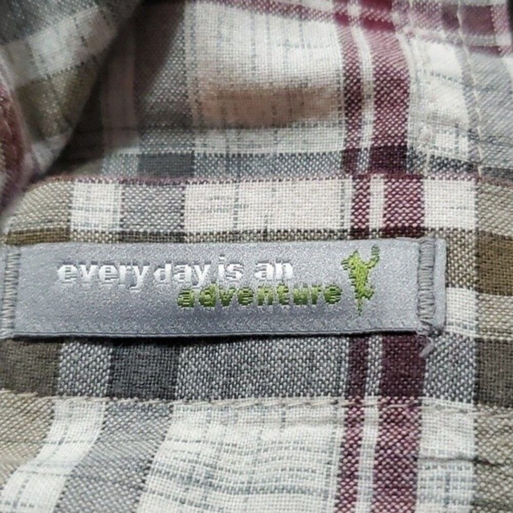 Horny Toad & Co Men's‎ Long-sleeve Button Front Plaid Shirt  Cream/Maroon XL - Picture 9 of 10